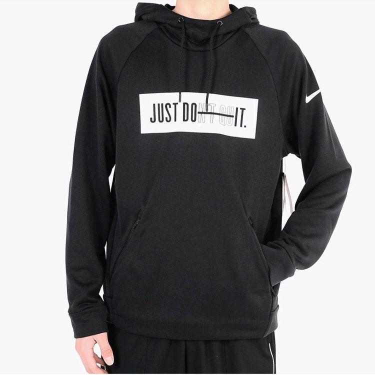 Nike JDI Logo Print Hooded Pullover Sweatshirt Men Tops Black 931813-010