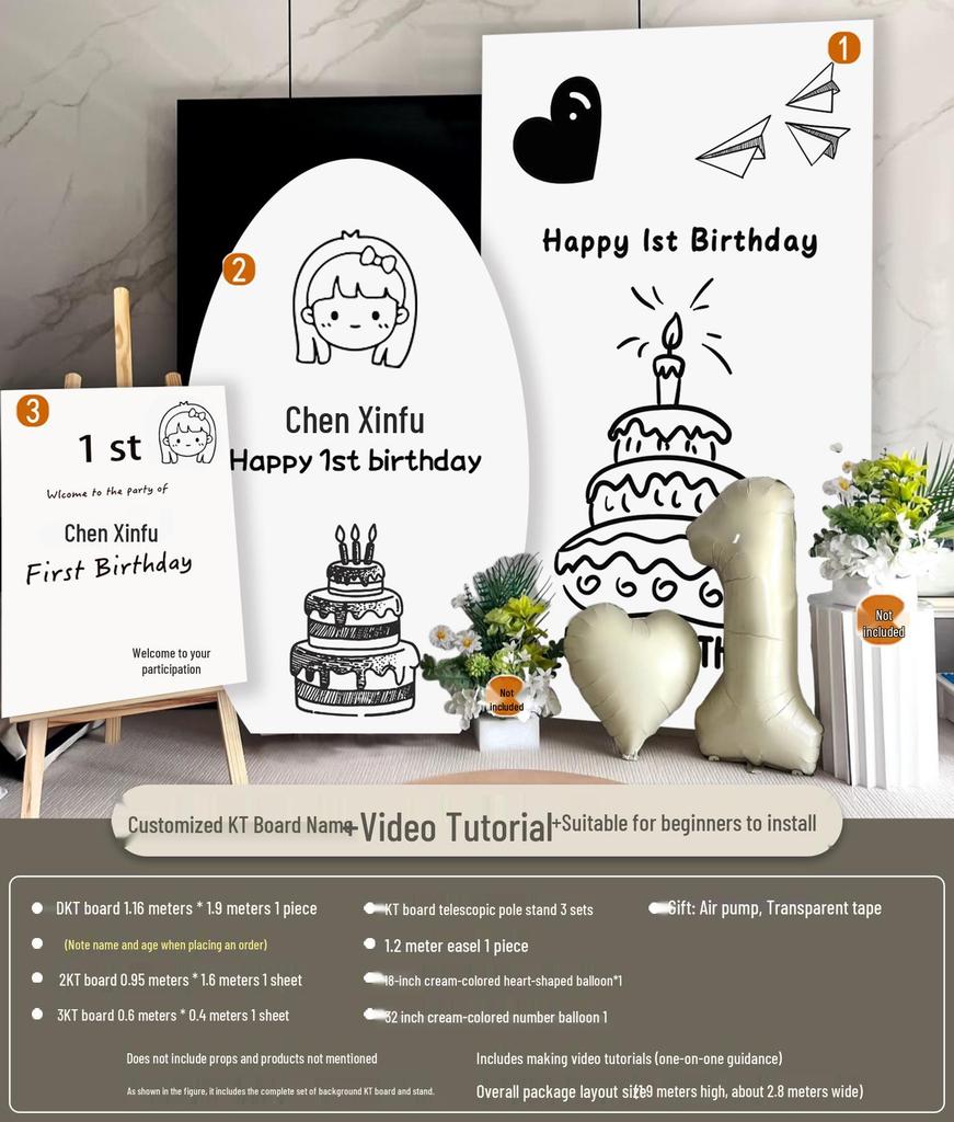 Украшения на первый день рождения в корейском стиле: Воздушные шары и фон для мальчиков и девочек