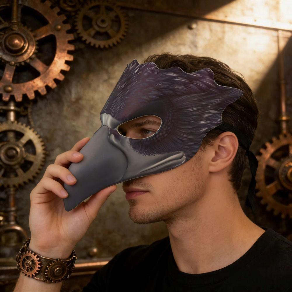 with Elastic Belt Animal Cosplay Mask PU Leather Leather Bird Eagle Mask Halloween Carnival