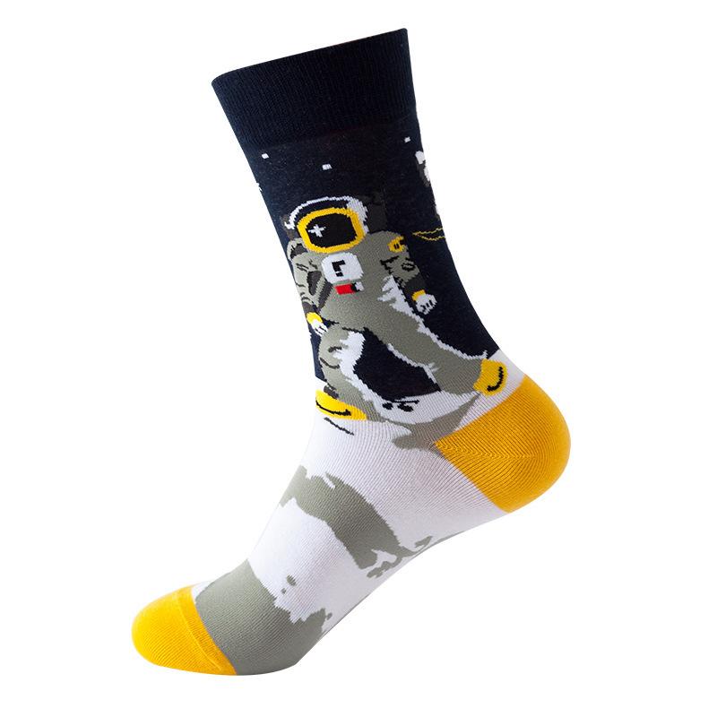 1 пара забавных носков Ins Astronaut Airplane Heaven Body Middle Tube для мужчин Happy Socks Streetwear из хлопка для мужчин, скейтбордистов, для мальчиков, для взрослых