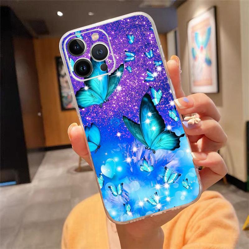 Phone Case For iphone 17ProMax Air 16 15 14 13 Pro Max 15 16 Pro 15Plus Colorful butterfly Flower