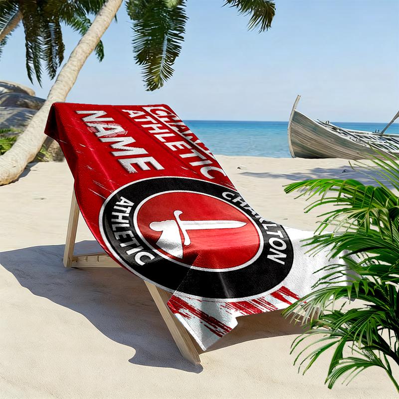 Custom Name,Charlton Athletic Print Beach Towel, Large Soft Quick Dry Towel for Beach Camping Swimming