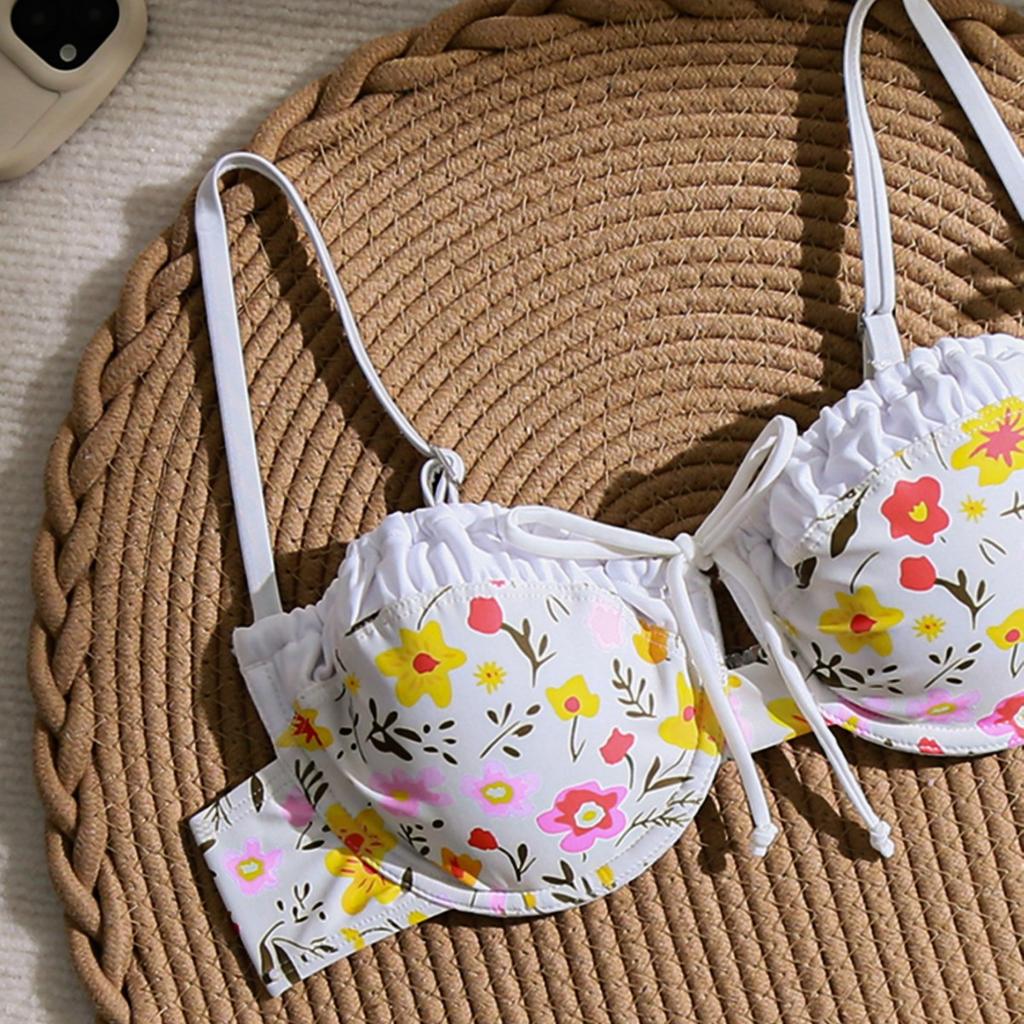 European and American new women's bikini gather with steel rim two-piece swimsuit sexy vacation split swimsuit