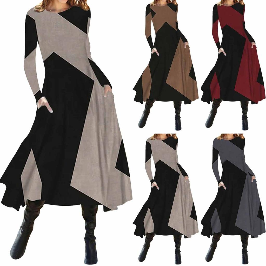 Women's Autumn Casual Ethnic Style Retro Fashion Long Sleeved Oversized Swing Long Dress