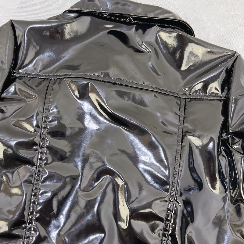 European & American Women's PU Leather Lapel Jacket - 2024 Autumn/Winter, Single-Breasted, Long-Sleeve, Small Coat.