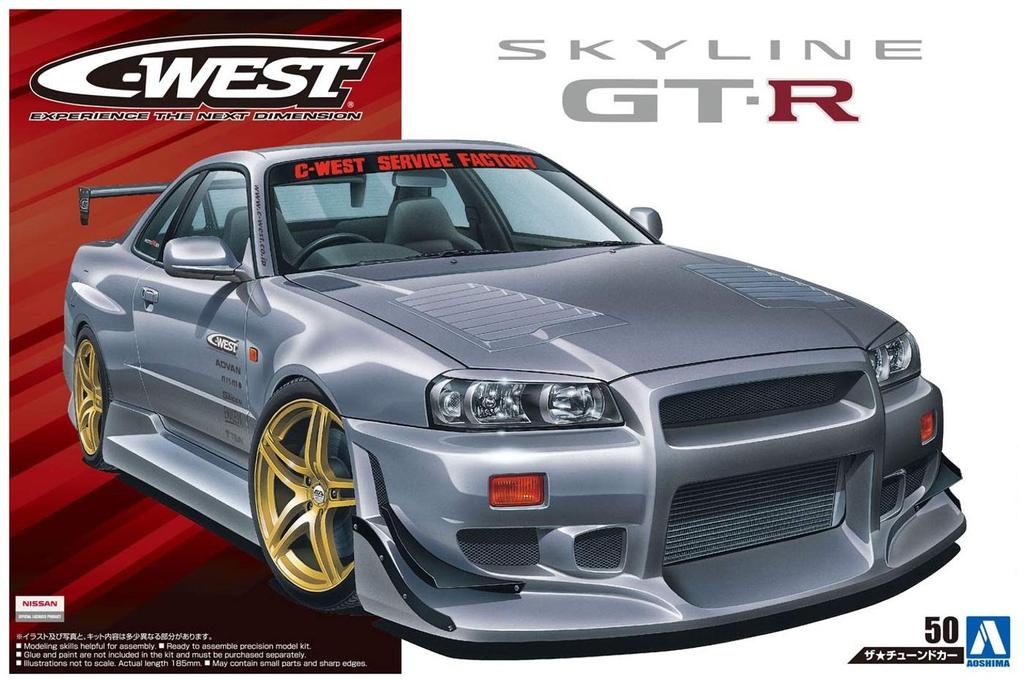 Aoshima Bunka Kyozaisha The Tuned Car Series Nissan BNR34 Skyline 2002 Plastic Model 1/24 No.50 C-WEST GT-R