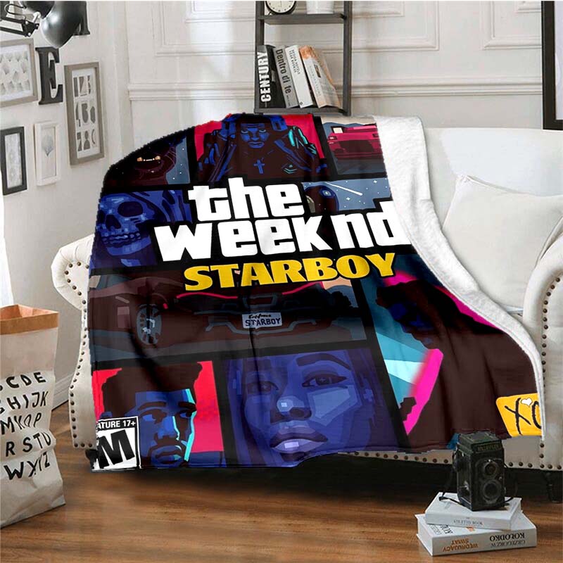 The customizable T-The Weeknd flannel soft blanket is suitable for home, bedroom, bed, sofa, travel, and children's use.