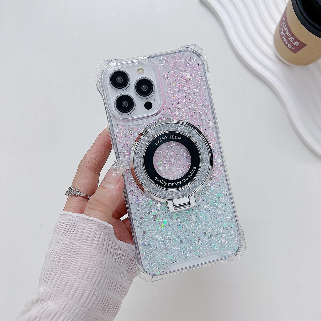 Phone Case for iPhone 14 Pro Gradient Color TPU+Acrylic Cover Compatible with MagSafe Ring Kickstand
