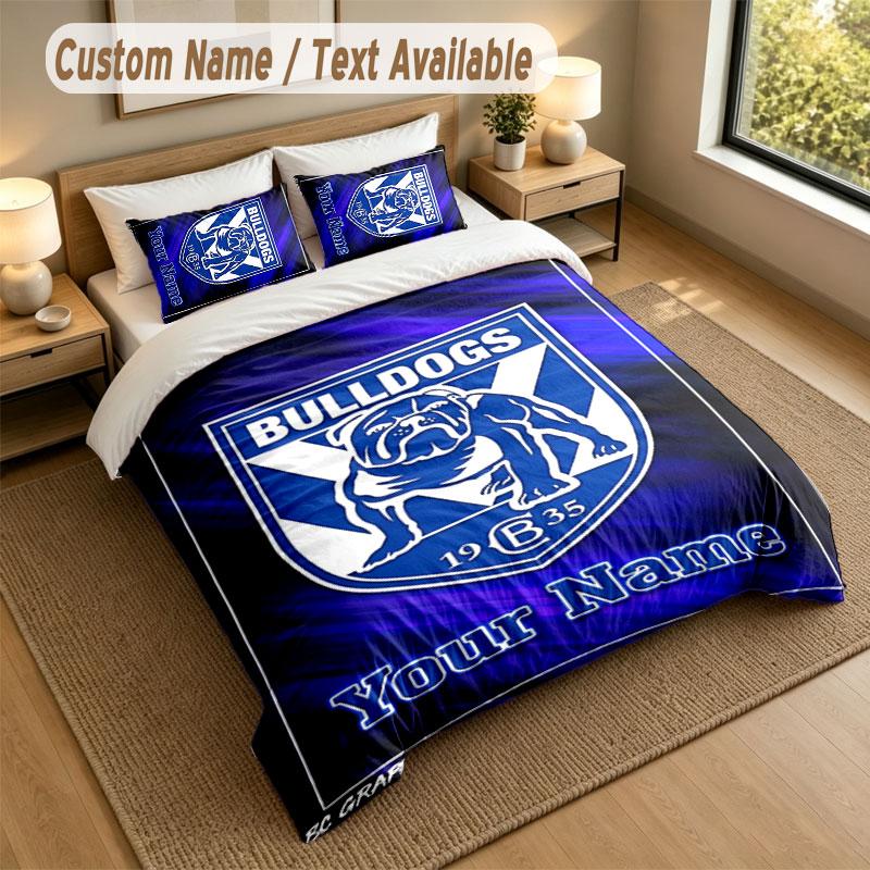 Bedding Set 1 Duvet Cover 2 Pillowcases Canterbury-Bankstown Bulldogs Print Soft Bed Linen Bedroom Decor
