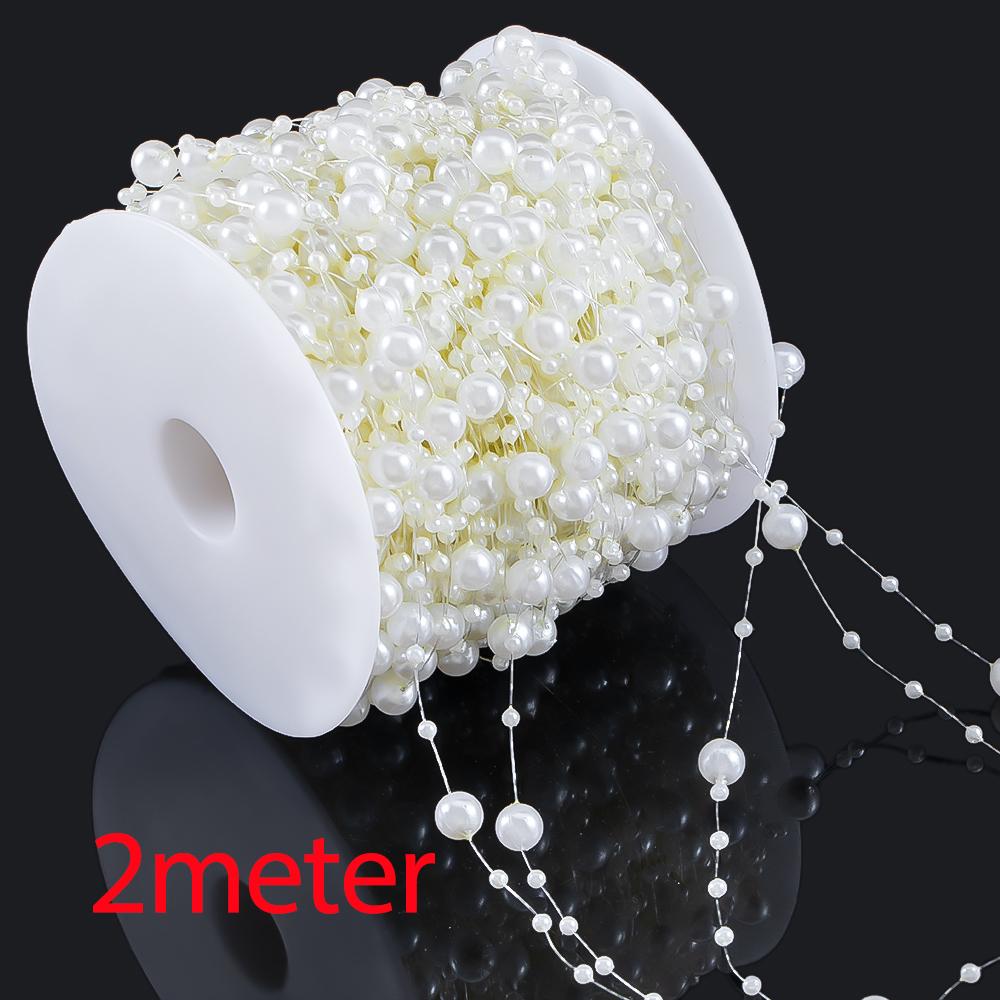 10M 2M ABS Imitation Pearl Star Bead Chain Line Cord Plastic Thread Trim DIY Wedding Party Decor Jewelry Findings Craft Material