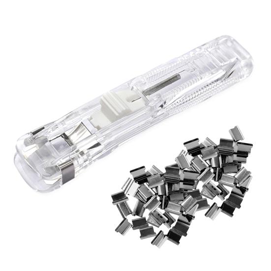 Yousheng Paper Clip Pusher Set, No Hole Punching Clip Dispenser, Lightweight PC Plastic Shell Multiple Colors Office School