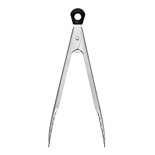 OXO Stainless Steel Mini Tongs, Gray, with Lock, Dishwasher Safe