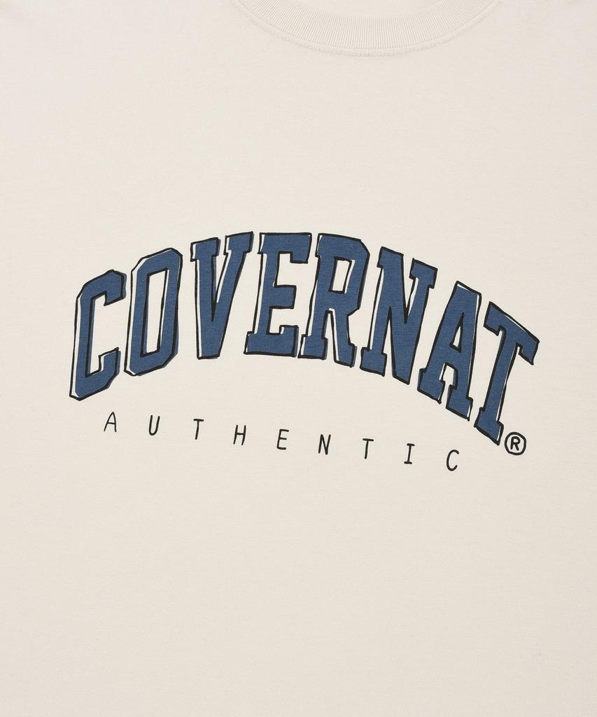 COVERNAT Слоистая длинная футболка цвета экрю с логотипом-аркой