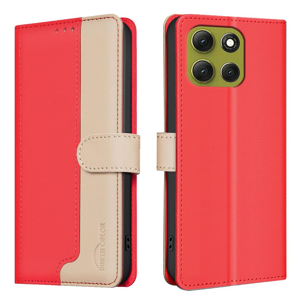 For Motorola Moto G86 5G Leather Case BINFEN COLOR Splicing Color RFID Blocking Wallet Stand Phone Cover