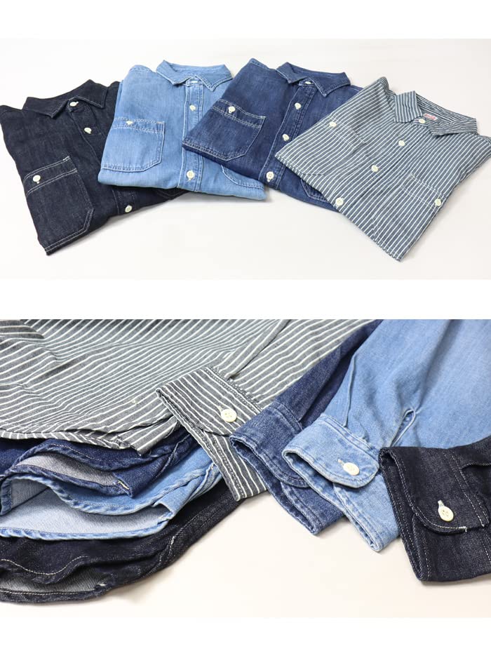 Tops Denim Work Shirt Long Sleeve ET2138 Light Blue L [Edwin] Men's