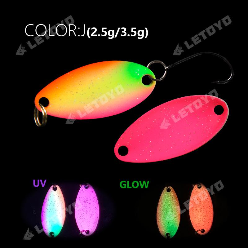 LETOYO UV Glow Sequin Lure: 2.5g & 3.5g Spoon Copper Bait for Long Cast Trout & Mackerel Fishing.