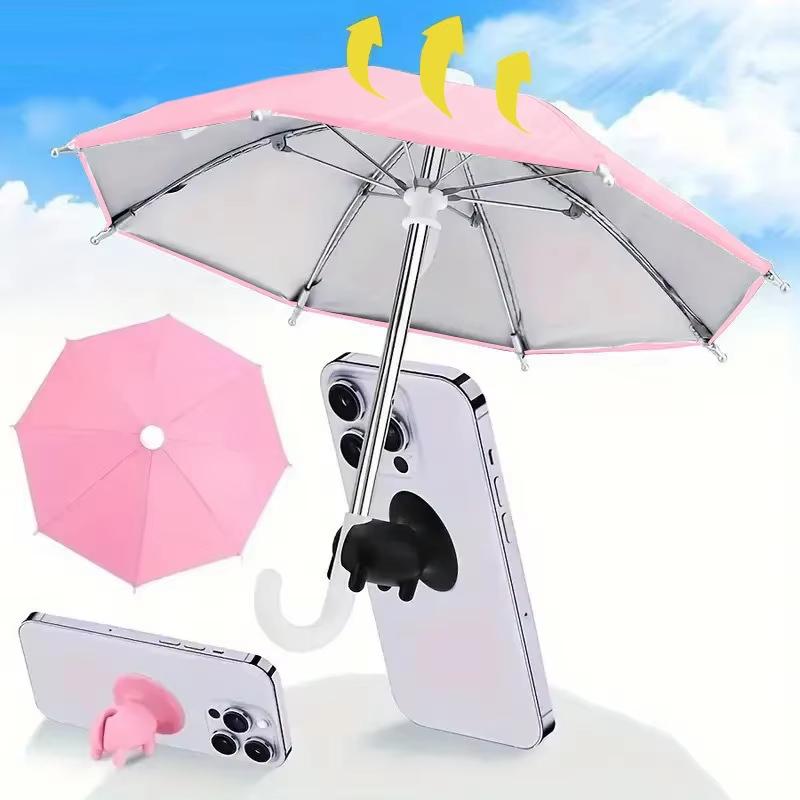 Mini Waterproof Phone Umbrella 1Pcs Anti-UV Sun Shade Clip On for Outdoor Live Streaming Selfie Camping Activities