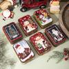 Cute Christmas Tinplate Gift Box Mini Santa Claus Tinplate Box Metal Candy Box  Party Favors