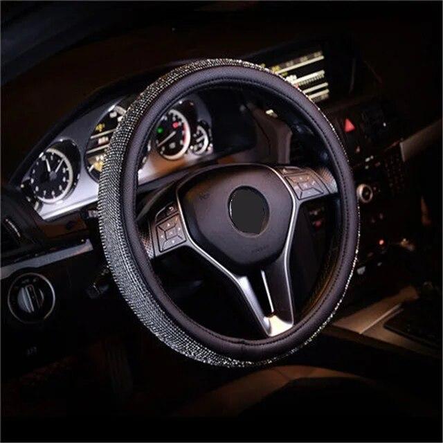 Моточехлы Чехлы на руль автомобиля Bling Diamond Противоскользящие замшевые чехлы на руль Универсальный защитный чехол 38 см розовый