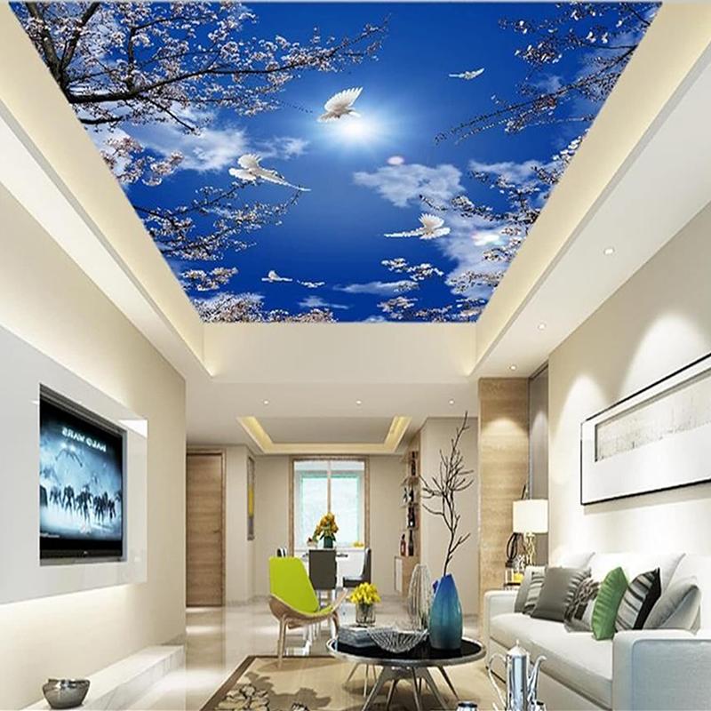 Голубое небо обои облако 3d потолочная настенная роспись небо солнечный свет Радуга настенная роспись детская комната спальня потолочная роспись Декор