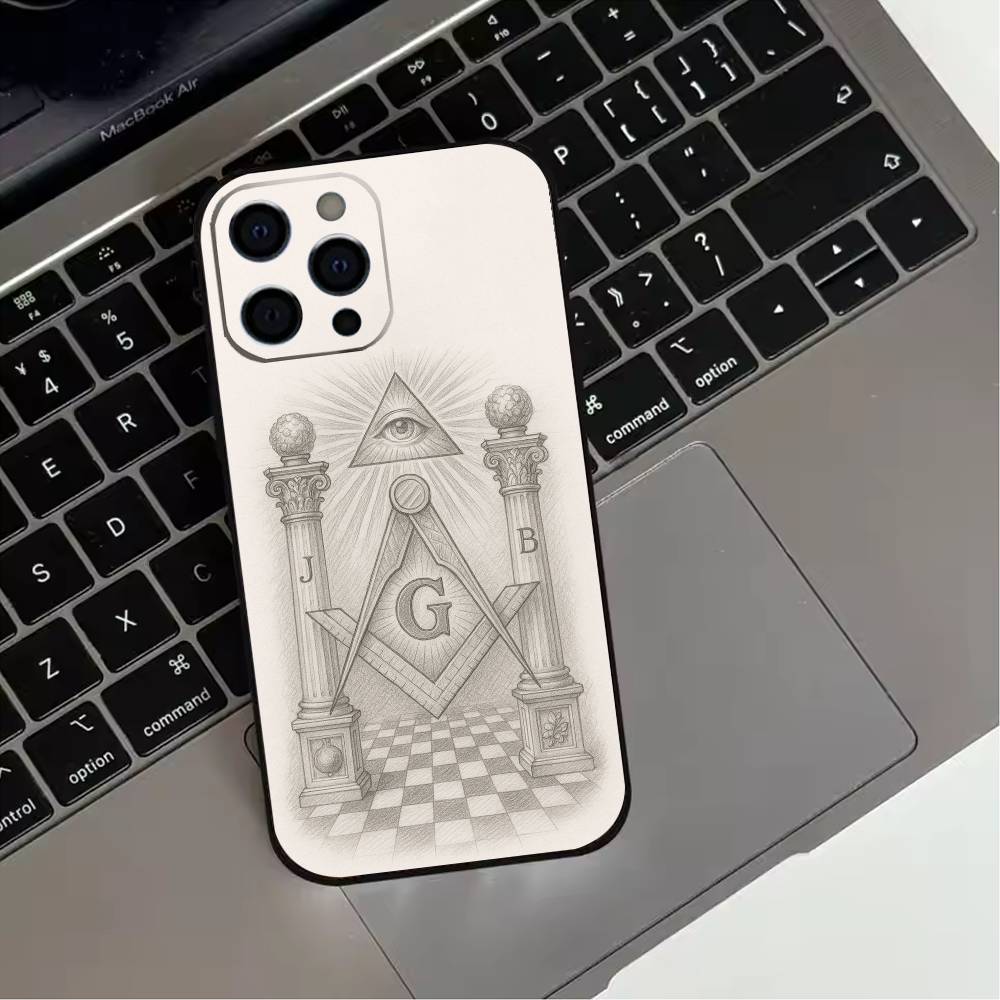 Символ масонства Чехол для телефона для iPhone 17,16,15,14,13,12,11 Plus,Pro Max,XS,Мягкий силиконовый черный чехол