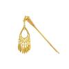 Hollow Geometric Tassel Hairpin for Women - Ethnic Style with Water Drop Leaf Round Design, Hanfu Accessory