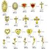 Набор из 72 золотых подвесок для ногтей с золотым крестом, сердцами, розой и Девой Марией - хромированные украшения для ногтей Y2K 3D