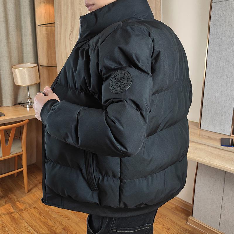 Brand Men's Thick Warm Down Cotton Jacket - Autumn/Winter Casual Stand Collar, Slim Fit.