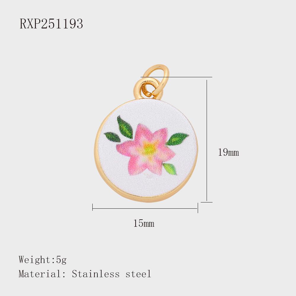 Garden Series Designs of Hand Painted Designer Pendants for DIY Jewelry Making 18K Gold Plated Stainless Steel Charms