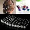 20Pcs Bridal Wedding Hairpin Hair Stick U-Shaped Fashion Rhinestone Rose Flower Hair Clips Headdress Hair Clips Barrettes