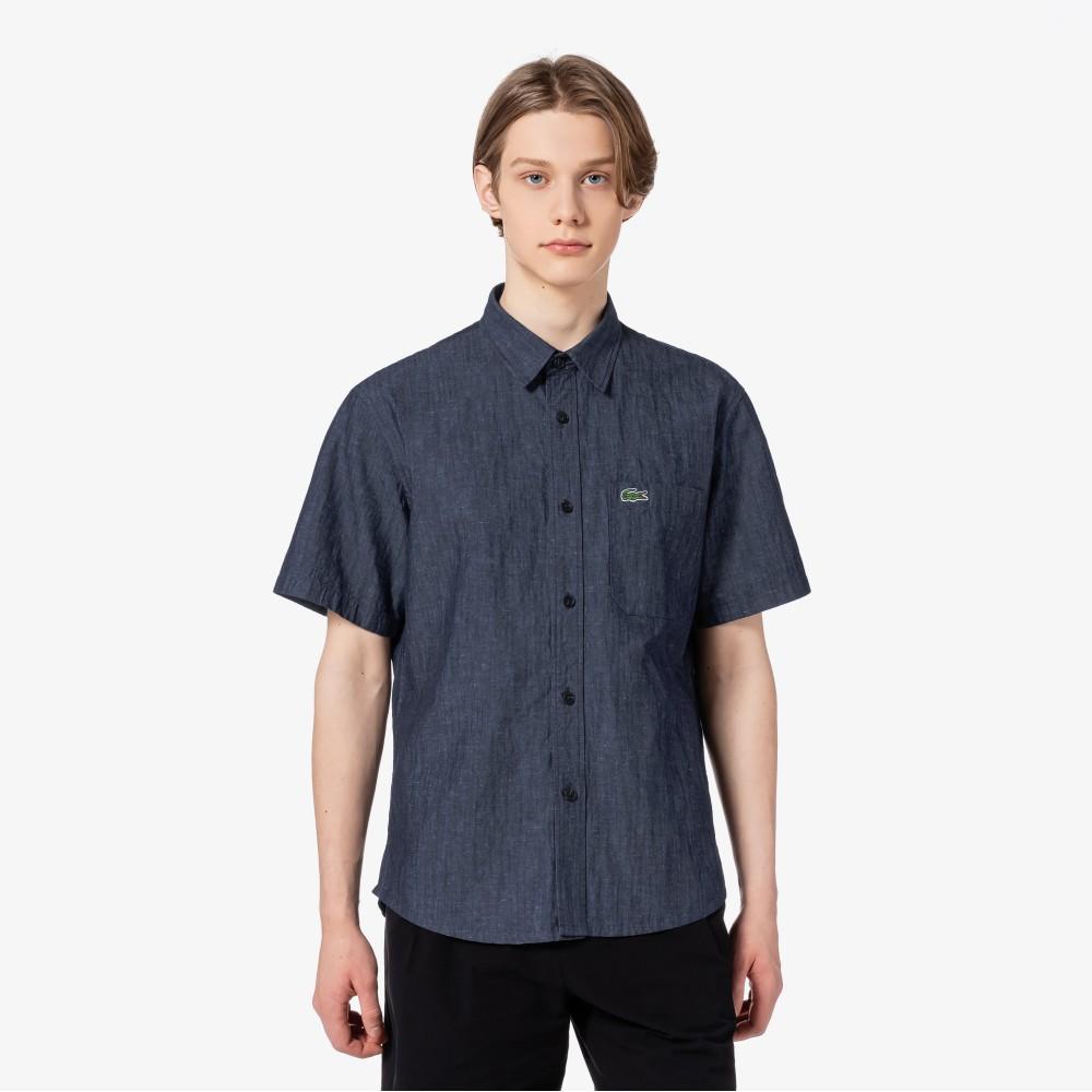 Lacoste Мужская джинсовая рубашка с коротким рукавом CH259E-55G166