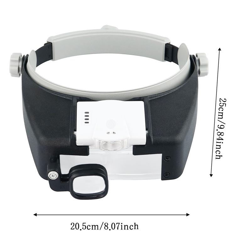 1.5x 6x 8x Illuminated Headband Magnifier Rechargeable Third Hand Helmet Magnifying Glass Lupa F Reading Books Welding Repairing