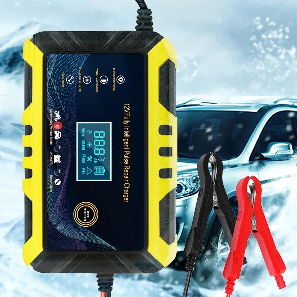 Auto Batterie Ladegerät 12V 6A Puls Reparatur LCD Display Smart Automatische Batterie Ladegerät GEL Blei-Säure Ladegerät für Auto Motorrad