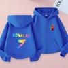 Kids Zipper Style Letters CR7 Pink Cardigan Hoodie Sweatshirt Girl Boy 3-12 Years Leisure Fashion Trend Top Sports Coat Clothing