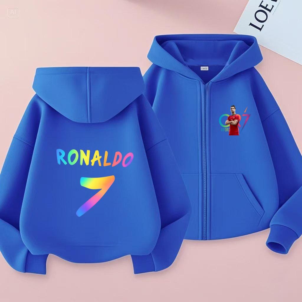 Kids Zipper Style Letters CR7 Pink Cardigan Hoodie Sweatshirt Girl Boy 3-12 Years Leisure Fashion Trend Top Sports Coat Clothing