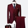 Men's Slim Fit Three-Piece Suit, Multi-Color British Wedding Tuxedo, Plus Size Groomsman Set