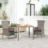 VidaXL Garden Table and Wooden Top Grey Woven Resin and Acacia 319549