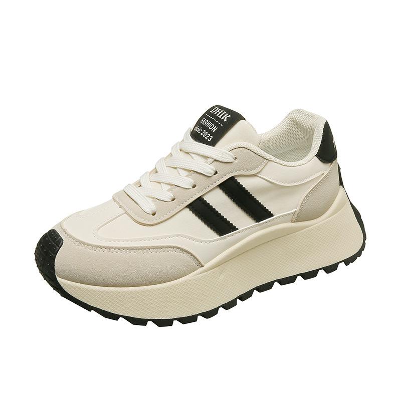 Дышащая повседневная спортивная обувь Студенческая женская обувь Маленькие белые туфли Универсальные модные туфли на толстой подошве Увеличивающие высоту туфли