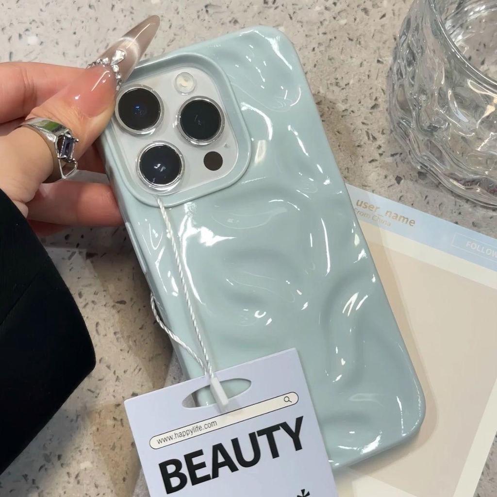 Волнообразный ракушечный чехол для Apple 16 Pro Max: Чехол для телефона с 3D-рисунком метеорита, Совместим с iPhone 13, 14, 15 и 15 Pro, Однотонный.
