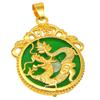 Chinese Wind Green Stone Dragon Gold Color Pendant For Men Women Animal Lover Lucky Dragon Amulet Necklace Accessories Gift