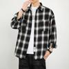 Personalized Double Pockets Fashion Trend Versatile Handsome Men's Plaid Shirt Black and White Shirt