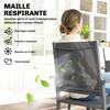 Garden Furniture Set, 7-Piece, Wood-Effect Table, 6 Textilene Chairs, 140 x 80 x 72 cm, Grey