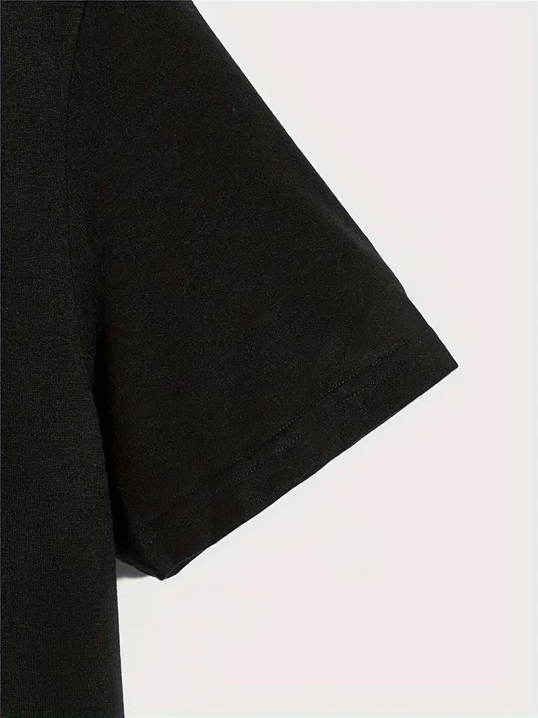 Summer Casual Loose Size 100% Cotton Black Print Round Neck Short Sleeve Classic Simplicity Men's T-shirts