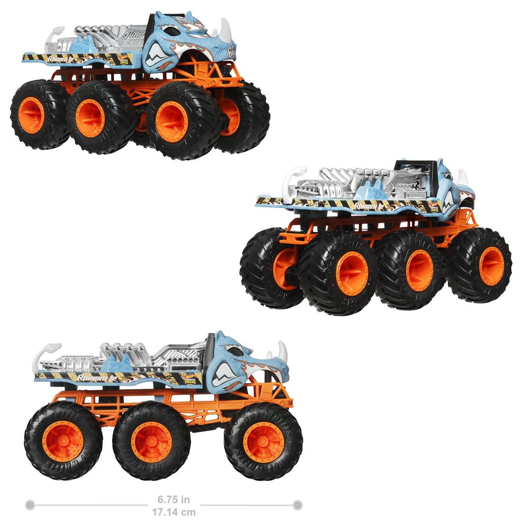 Hot Wheels Monster Truck Transporter Ассортимент игрушечных мини-автомобилей 4 автомобиля в коробке Продается от 3 лет и старше Multi 986D-HWN86