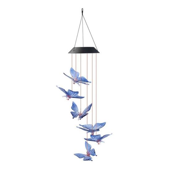 Hummingbird Shape Wind Chimes Butterfly Hanging Pendant Waterproof Solar Power Automatic Lighted Wind Chimes Outdoor Decoration