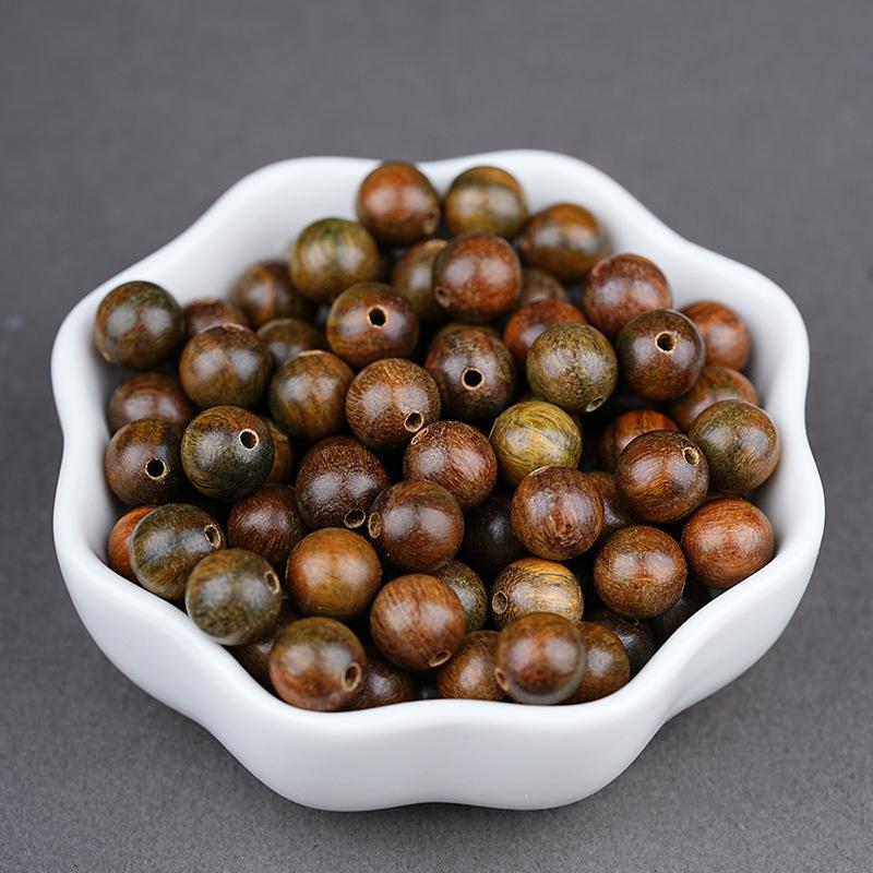 Золотые шелковые бусины из натурального зеленого сандалового дерева для самодельных украшений и буддийских аксессуаров