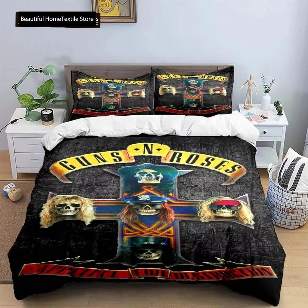 3D Принт Guns N Roses GNR Группа Ретро Постельное Белье Мальчики Девочки Полуторный Двуспальный Королевский Размер Пододеяльник Наволочка Кровать Мальчики Взрослый