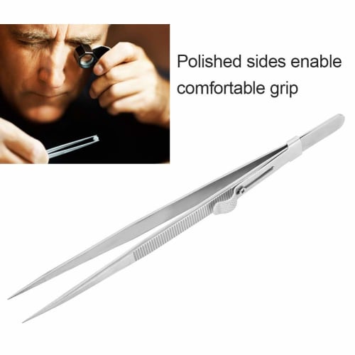 Jeweler's Tweezers, Tweezers for Jewelry, Jewelry Tweezers, Jewelry Tweezers with Locking Catch, Jewelry Making Craft Tool, Non-Slip Design, Adjustabl