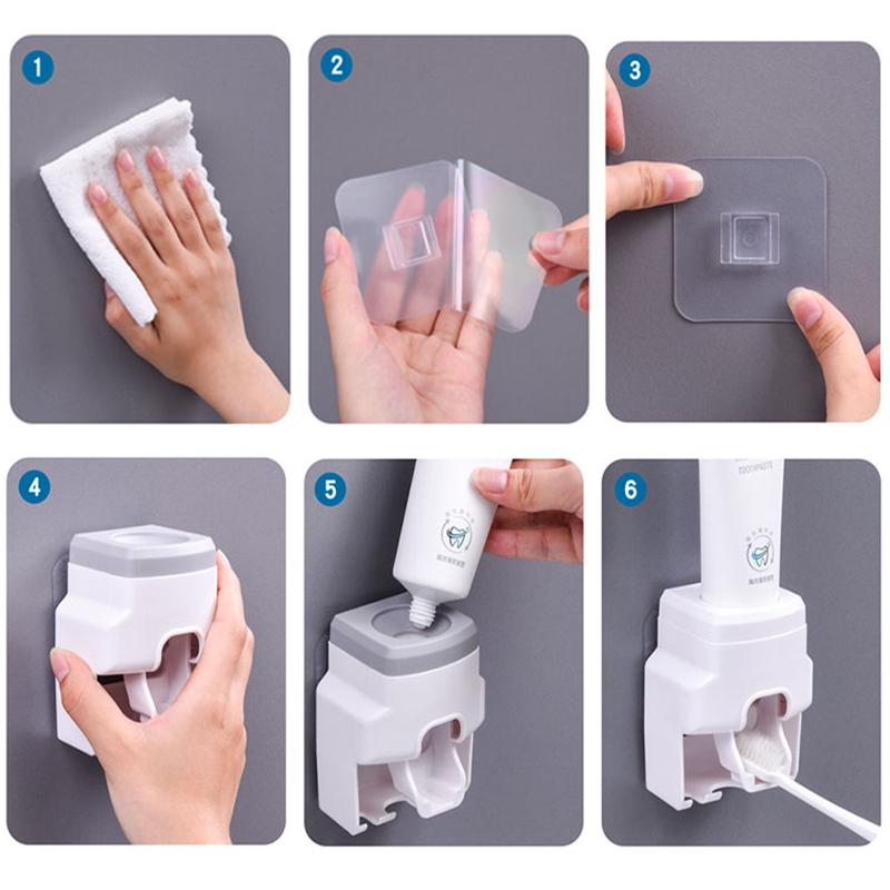 Автоматический дозатор зубной пасты и небольшой держатель зубных щеток, настенный выдавливатель зубной пасты для семейного душа, ванной комнаты
