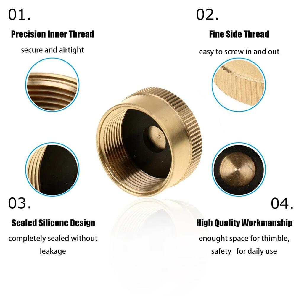 Портативный латунный защитный цилиндрический соединитель Защитные колпачки для баллонов с газом Твердый адаптер для заправки Колпачок для баллона с пропаном Герметичный колпачок